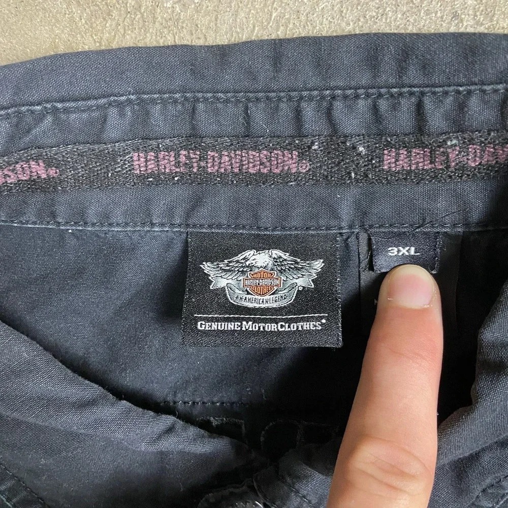 Vintage Y2K Harley Davidson Vest Size 3XL Black Zip Skull Motorcycle Graphic - Picture 3 of 7